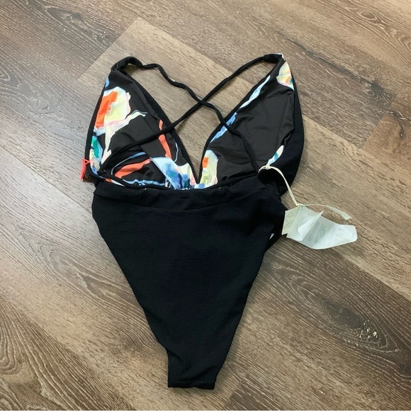 Maaji Womens jungle rainbow plunge v neck reversible tie back one piece swim M - Picture 4 of 13